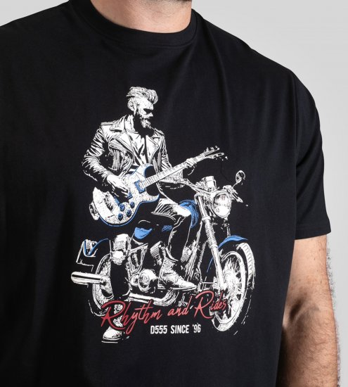 D555 Derby T-Shirt Rhythm and Rides Navy - Herren-T-Shirts - Herren-T-Shirts in großen Größen
