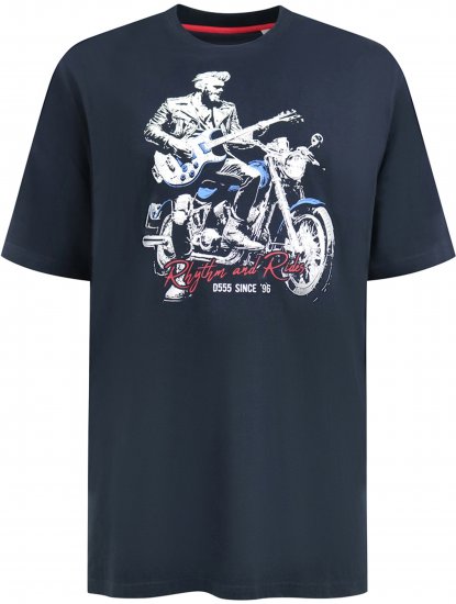 D555 Derby T-Shirt Rhythm and Rides Navy - Herren-T-Shirts - Herren-T-Shirts in großen Größen