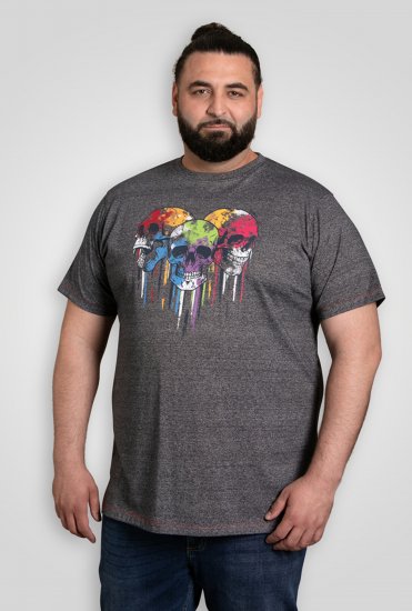 D555 Coalville T-Shirt Skulls with Colored Drips Navy Twist - Herren-T-Shirts - Herren-T-Shirts in großen Größen