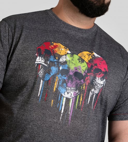 D555 Coalville T-Shirt Skulls with Colored Drips Navy Twist - Herren-T-Shirts - Herren-T-Shirts in großen Größen