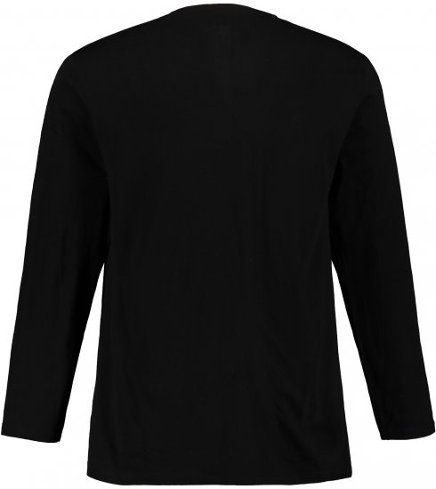 JP1880 Henley T-Shirt Long Sleeve Black TALL - HERRENBEKLEIDUNG MT-6XLT - Langgrößen für Herren