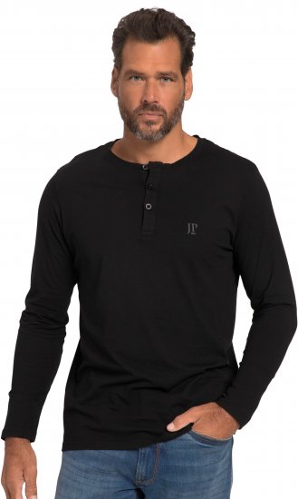 JP1880 Henley T-Shirt Long Sleeve Black TALL - HERRENBEKLEIDUNG MT-6XLT - Langgrößen für Herren