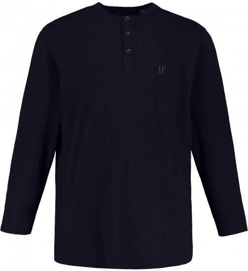 JP1880 Henley T-Shirt Long Sleeve Dark Navy TALL - HERRENBEKLEIDUNG MT-6XLT - Langgrößen für Herren