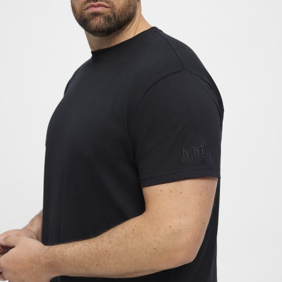 North Latitude T-Shirt O-Neck Black TALL - TALL T-shirts - Extra lange T-Shirts Herren