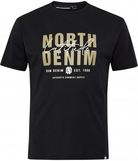 North Latitude Denim Printed Logo T-Shirt Black TALL - TALL T-shirts - Extra lange T-Shirts Herren