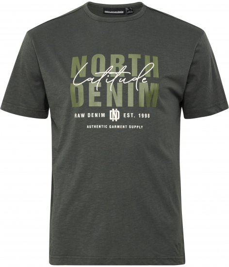 North Latitude Denim Printed Logo T-Shirt Dark Green TALL - TALL T-shirts - Extra lange T-Shirts Herren