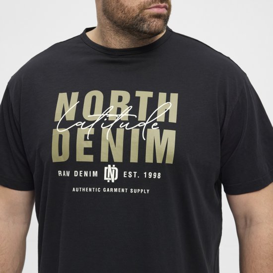 North Latitude Denim Printed Logo T-Shirt Black TALL - TALL T-shirts - Extra lange T-Shirts Herren