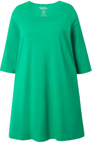 Ulla Popken Square Neckline Knit Swing A-line Pocket Tunic Moss Green - Bedruckte T-shirts für damen - 
