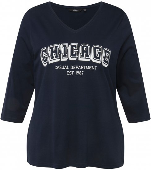 Ulla Popken City Name Graphic Tee Navy - Bedruckte T-shirts für damen - 