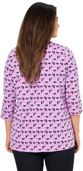 Ulla Popken Geometric Pattern 3/4 Sleeve Tee Amethyst - Bedruckte T-shirts für damen - 