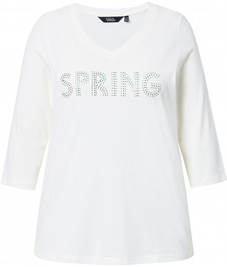 Ulla Popken SPRING Studded 3/4 Sleeve Tee Off-White - T-Shirts - 