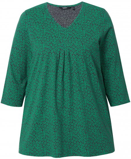 Ulla Popken Floral A-Line 3/4 Sleeve Tee Green - Ulla Popken - 
