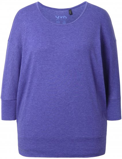 Ulla Popken Quick Drying Batwing Sleeve Tee Blueberry - Bedruckte T-shirts für damen - 