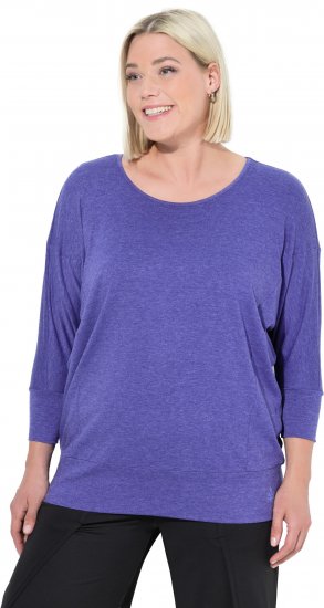 Ulla Popken Quick Drying Batwing Sleeve Tee Blueberry - Bedruckte T-shirts für damen - 