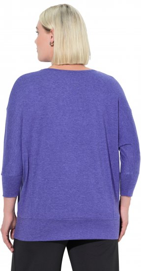 Ulla Popken Quick Drying Batwing Sleeve Tee Blueberry - Bedruckte T-shirts für damen - 