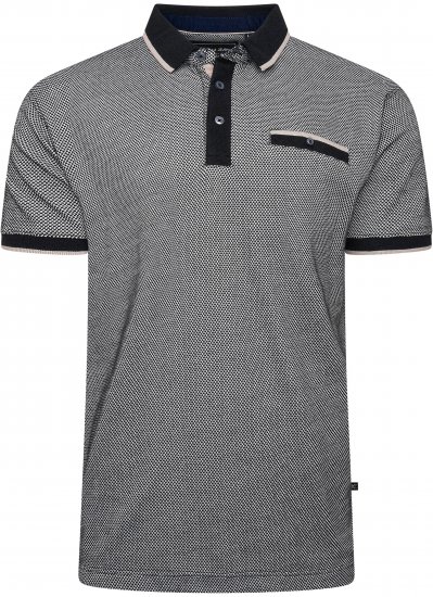 Kam Jeans 5525 Raised Dobby Fabric Polo with Tipping Black - Polo-shirts für herren - Polo-Shirts für Herren in großen Größen