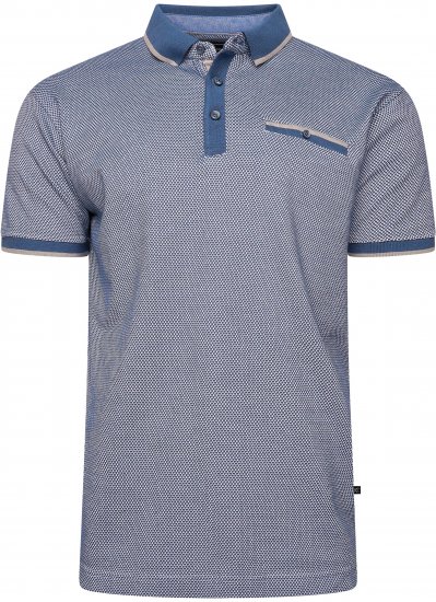 Kam Jeans 5525 Raised Dobby Fabric Polo with Tipping Indigo - Polo-shirts für herren - Polo-Shirts für Herren in großen Größen