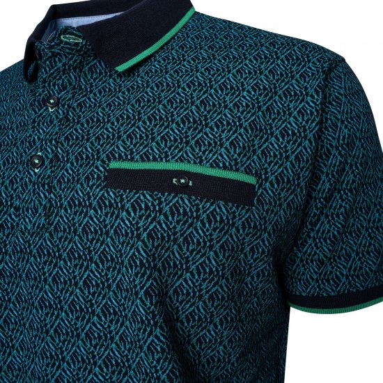 Kam Jeans 5527 AOP Pique Polo with Tipping on Collar/Cuffs Navy - Polo-shirts für herren - Polo-Shirts für Herren in großen Größen