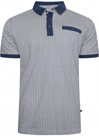Kam Jeans 5528 AOP Print with Jacquard Collar/Cuffs Polo Navy - Polo-shirts für herren - Polo-Shirts für Herren in großen Größen
