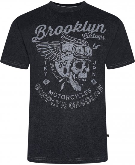 Kam Jeans 5788 Brooklyn Motorcycle Skull Print Tee Black - Herren-T-Shirts - Herren-T-Shirts in großen Größen