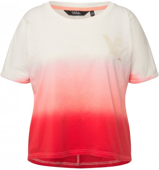 Ulla Popken Dip Dyed Short Sleeve Logo Tee Off-White - Bedruckte T-shirts für damen - 