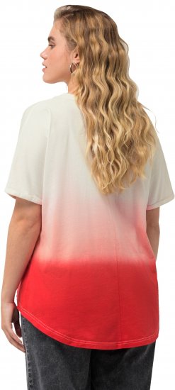 Ulla Popken Dip Dyed Short Sleeve Logo Tee Off-White - Bedruckte T-shirts für damen - 