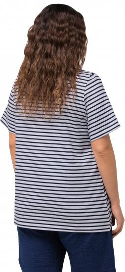 Ulla Popken Palm Tree Embroidered Tee Navy Blue - Bedruckte T-shirts für damen - 