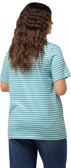 Ulla Popken Palm Tree Embroidered Tee Turquoise Green - Bedruckte T-shirts für damen - 