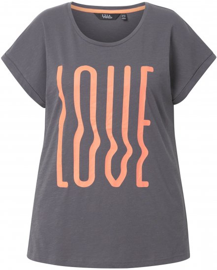 Ulla Popken LOVE Short Sleeve Graphic Tee Graphite Grey - Bedruckte T-shirts für damen - 