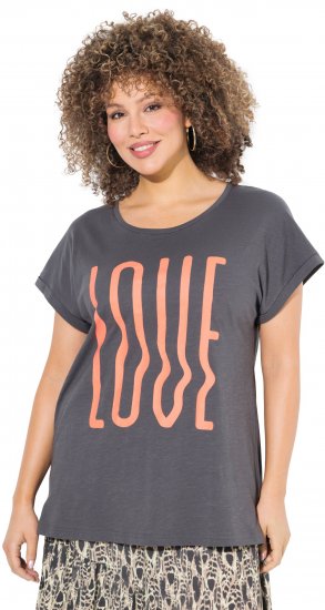 Ulla Popken LOVE Short Sleeve Graphic Tee Graphite Grey - Bedruckte T-shirts für damen - 