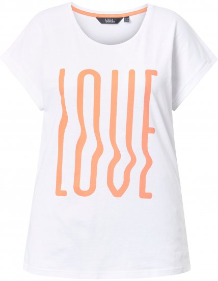 Ulla Popken LOVE Short Sleeve Graphic Tee Snow White - Bedruckte T-shirts für damen - 