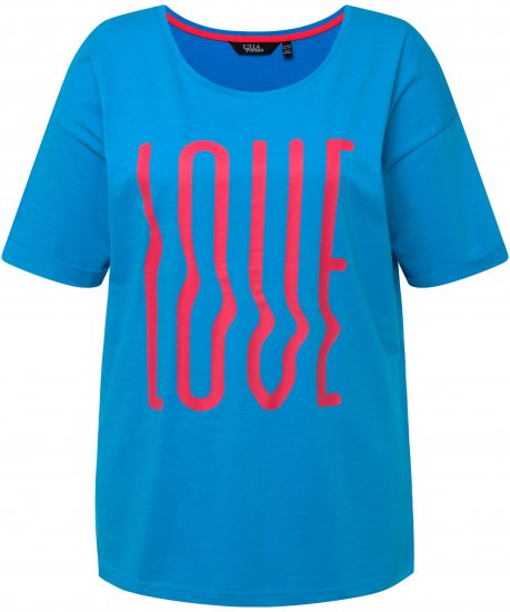 Ulla Popken LOVE Short Sleeve Graphic Tee Sapphire Blue - Bedruckte T-shirts für damen - 
