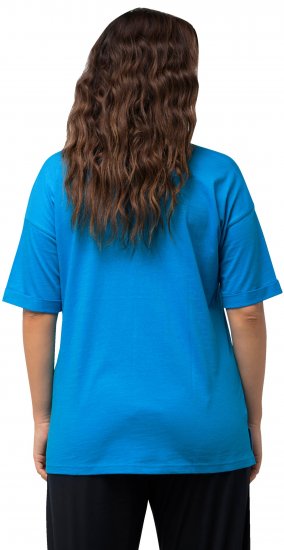 Ulla Popken LOVE Short Sleeve Graphic Tee Sapphire Blue - Bedruckte T-shirts für damen - 