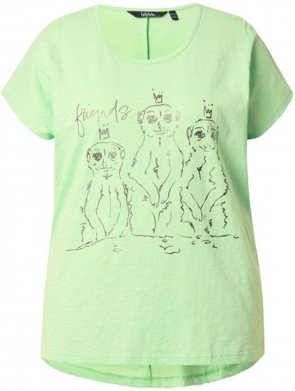 Ulla Popken Metallic Animal Cap Sleeve Graphic Tee Green - Bedruckte T-shirts für damen - 