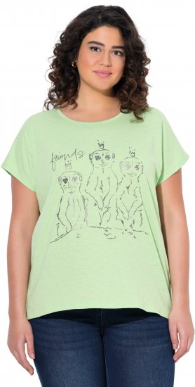 Ulla Popken Metallic Animal Cap Sleeve Graphic Tee Green - Bedruckte T-shirts für damen - 