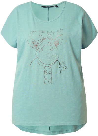 Ulla Popken Metallic Animal Cap Sleeve Graphic Tee Light Green - Bedruckte T-shirts für damen - 