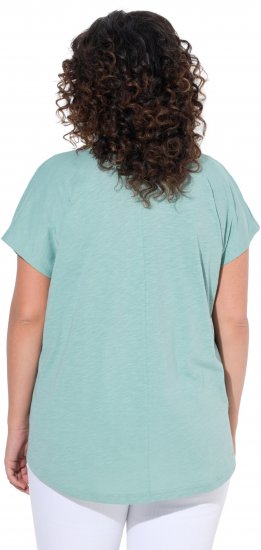 Ulla Popken Metallic Animal Cap Sleeve Graphic Tee Light Green - Bedruckte T-shirts für damen - 