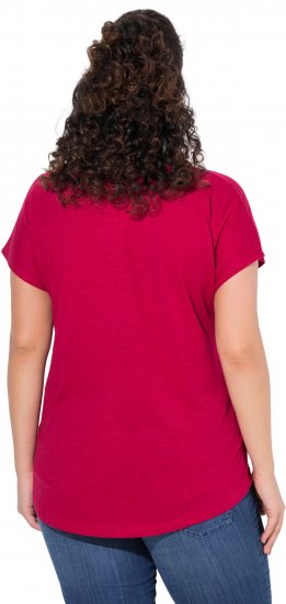 Ulla Popken Metallic Animal Cap Sleeve Graphic Tee Dark Raspberry - Bedruckte T-shirts für damen - 