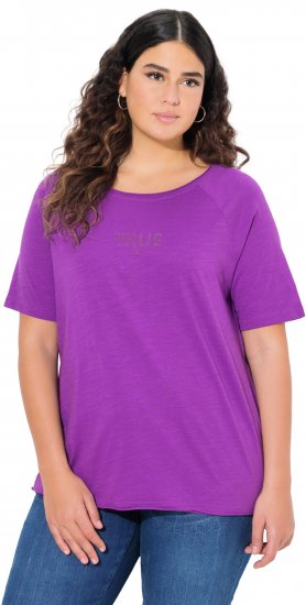 Ulla Popken TRUE Lettering Short Sleeve Tee Purple - Bedruckte T-shirts für damen - 