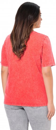 Ulla Popken Easy Short Sleeve Acid Wash Graphic Tee Light Red - Bedruckte T-shirts für damen - 