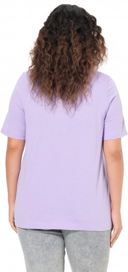 Ulla Popken Metallic Feather Short Sleeve Graphic Tee Lavender - Bedruckte T-shirts für damen - 