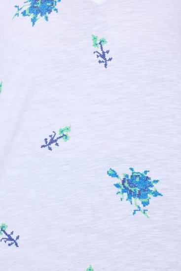 Ulla Popken Cross Stitch Short Sleeve Tee Snow White - Bedruckte T-shirts für damen - Bedruckte Shirts für Damen