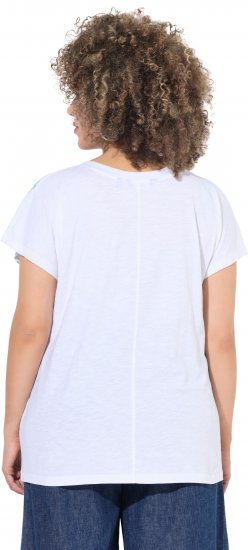 Ulla Popken Cross Stitch Short Sleeve Tee Snow White - Bedruckte T-shirts für damen - 
