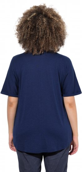 Ulla Popken Marine Print Short Sleeve Tee Ink Blue - Bedruckte T-shirts für damen - 