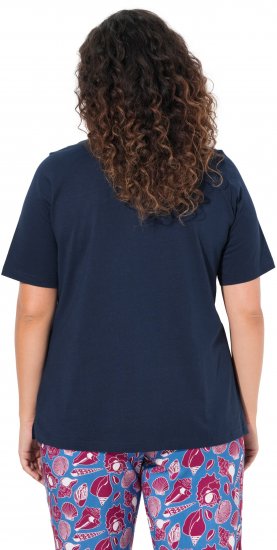 Ulla Popken Shell Picker Club Short Sleeve Graphic Tee Navy - Bedruckte T-shirts für damen - 