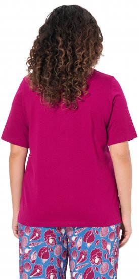 Ulla Popken Shell Picker Club Short Sleeve Graphic Tee Magnolia Red - Bedruckte T-shirts für damen - 