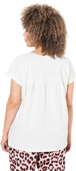 Ulla Popken Free Spirit Butterfly Cap Sleeve Graphic Tee Off-White - Bedruckte T-shirts für damen - 