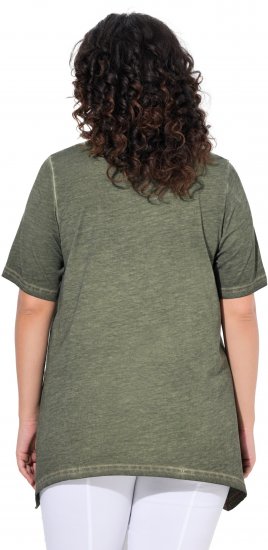 Ulla Popken Sunset Lettering Short Sleeve Graphic Tee Olive - Bedruckte T-shirts für damen - 