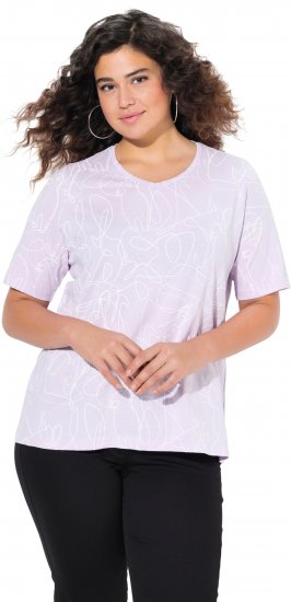 Ulla Popken Abstract Animal Print Short Sleeve Tee Lavender - Bedruckte T-shirts für damen - 