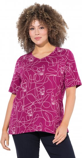 Ulla Popken Abstract Animal Print Short Sleeve Tee Magnolia Red - Bedruckte T-shirts für damen - 